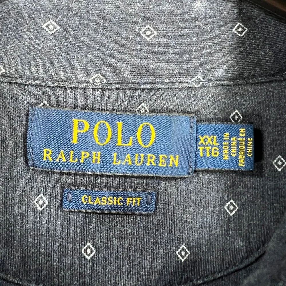Polo Ralph Lauren‎ Shirt Mens 2XL XXL Blue Geometric Short Sleeve Classic Fit